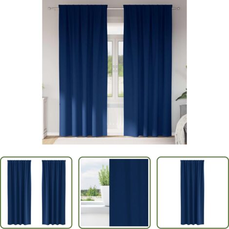 vidaXL Tende a tre strati -  Tende Blackout con Anelli 2 pcs Blu Scuro 225 x 140 cm