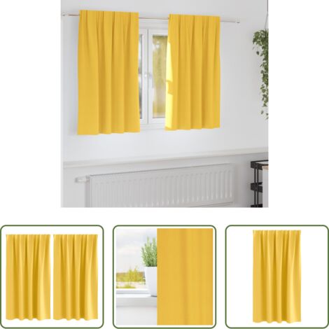 vidaXL Tende a tre strati -  Tende Blackout con Anelli 2 pcs Giallo senape 140 x 140 cm