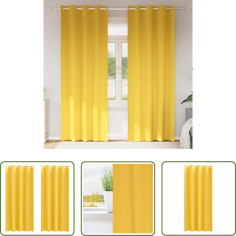 vidaXL Tende a tre strati -  Tende Blackout con Anelli 2 pcs Giallo senape 260 x 140 cm