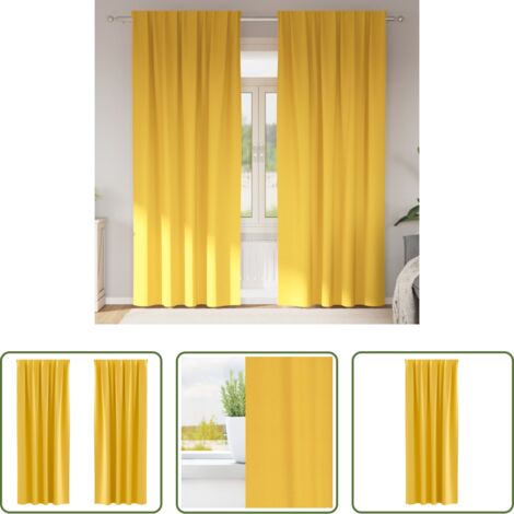 vidaXL Tende a tre strati -  Tende Blackout con Anelli 2 pcs Giallo senape 260 x 140 cm