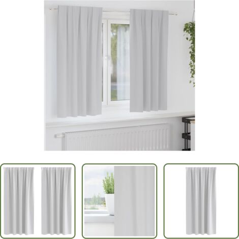 vidaXL Tende a tre strati -  Tende Blackout con Anelli 2 pcs Grigio chiaro 175 x 140 cm