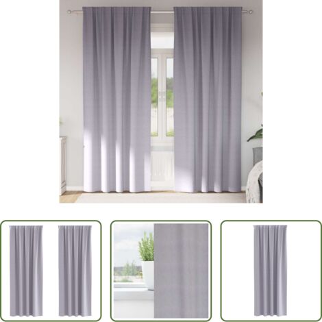 vidaXL Tende a tre strati -  Tende Blackout con Anelli 2 pcs Grigio Metallico 245 x 140 cm