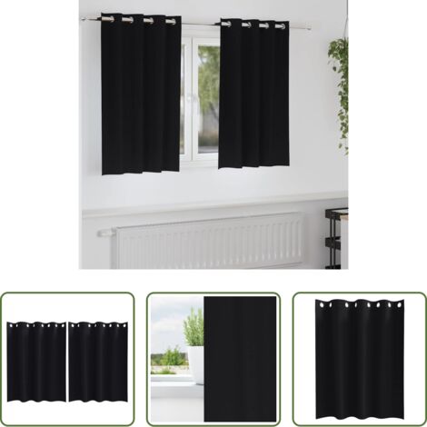vidaXL Tende a tre strati -  Tende Blackout con Anelli 2 pcs Nero 140 x 140 cm Poliestere