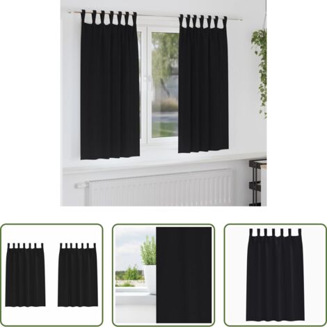 vidaXL Tende a tre strati -  Tende Blackout con Anelli 2 pcs Nero 175 x 140 cm Poliestere