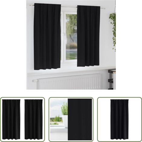 vidaXL Tende a tre strati -  Tende Blackout con Anelli 2 pcs Nero 175 x 140 cm Poliestere