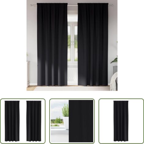 vidaXL Tende a tre strati -  Tende Blackout con Anelli 2 pcs Nero 260 x 140 cm Poliestere