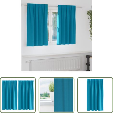 vidaXL Tende a tre strati -  Tende Blackout con Anelli 2 pcs Turchese 140 x 140 cm