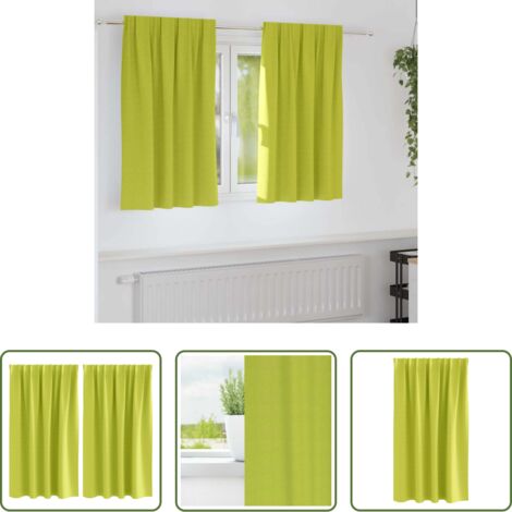 vidaXL Tende a tre strati -  Tende Blackout con Anelli 2 pcs Verde 140 x 140 cm Poliestere