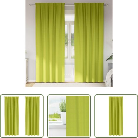vidaXL Tende a tre strati -  Tende Blackout con Anelli 2 pcs Verde 245 x 140 cm Poliestere