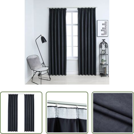 vidaXL Tende antracite -  Tende Oscuranti con Ganci 2 pz Antracite 140x245 cm