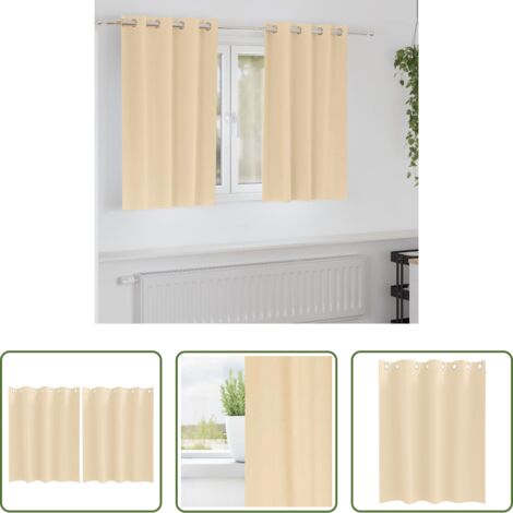 vidaXL Tende con anelli -  Tende Blackout con Anelli 2 pcs Crema 140 x 140 cm Poliestere