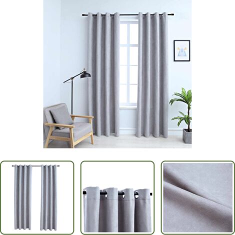 vidaXL Tende con anelli -  Tende Oscuranti con Anelli in Metallo 2 pz Grigie 140x225 cm