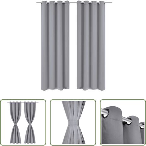 vidaXL Tende con occhielli in metallo -  2 Pz Tende Oscuranti con Occhielli in Metallo 135x175 cm Grigie