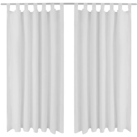 vidaXL Tende in Micro-Raso Bianche 2 pz con Occhielli 140 x 245 cm