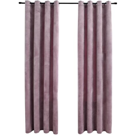 vidaXL Tende Oscuranti con Anelli 2pz Rosa Antico in Velluto 140x175cm