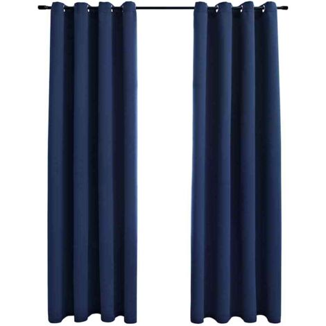 vidaXL Tende Oscuranti con Anelli in Metallo 2 pz Blu 140x245 cm