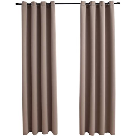 vidaXL Tende Oscuranti con Anelli Metallo 2 pz Grigio Talpa 140x245 cm