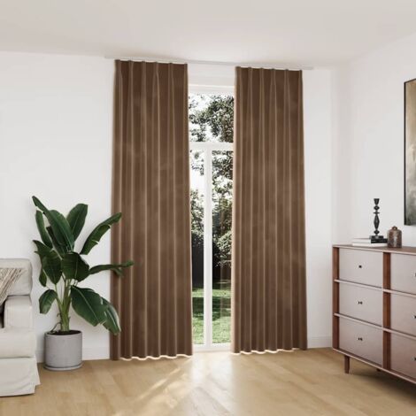 vidaXL Tende Oscuranti con Ganci 2 pz Beige in Velluto 140x245 cm