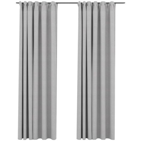 vidaXL Tende Oscuranti con Ganci Effetto Lino 2 pz Grigie 140x245 cm