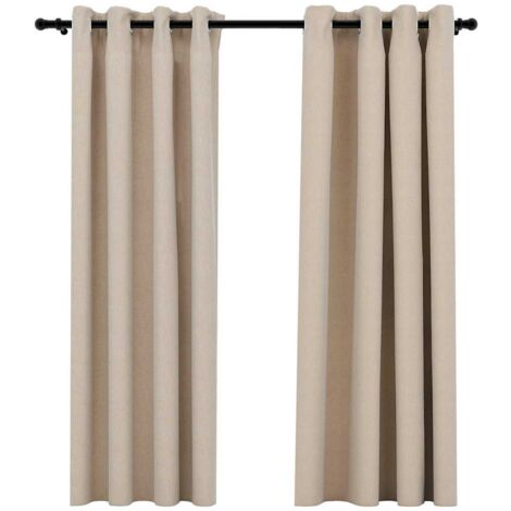 vidaXL Tende Oscuranti Effetto Lino con Occhielli 2 pz Beige 140x175cm