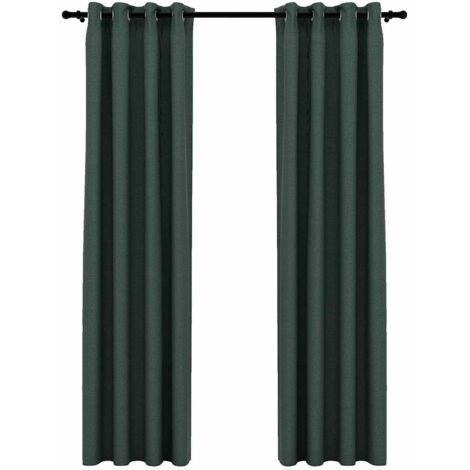vidaXL Tende Oscuranti Effetto Lino con Occhielli 2 pz Verdi 140x245cm