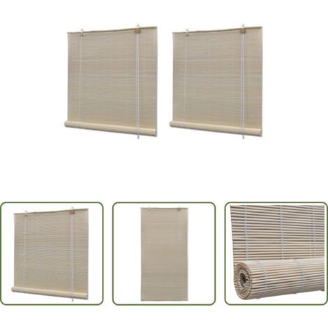vidaXL Tende oscuranti -  Tende a Rullo in Bambù 2 pz 120x160 cm