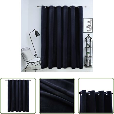 vidaXL Tende per camera da letto -  Tenda Oscurante con Anelli in Metallo Velluto Nera 290x245 cm
