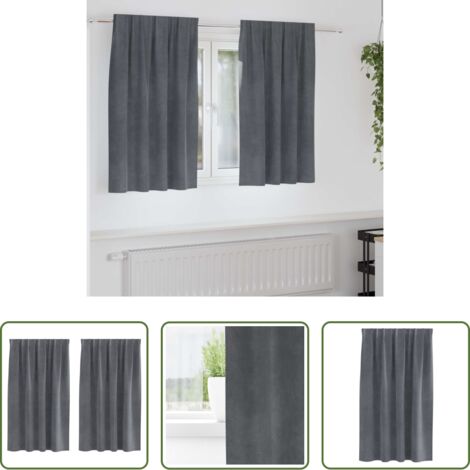 vidaXL Tende per camera da letto -  Tende oscuranti 2 pcs Grigio chiaro 140 x 140 cm Velluto