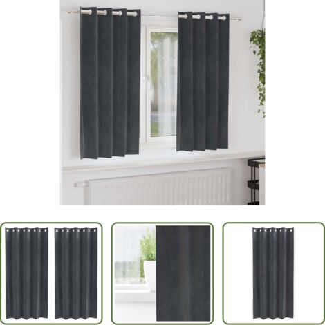vidaXL Tende per camera da letto -  Tende oscuranti 2 pcs Grigio chiaro 140 x 175 cm Velluto