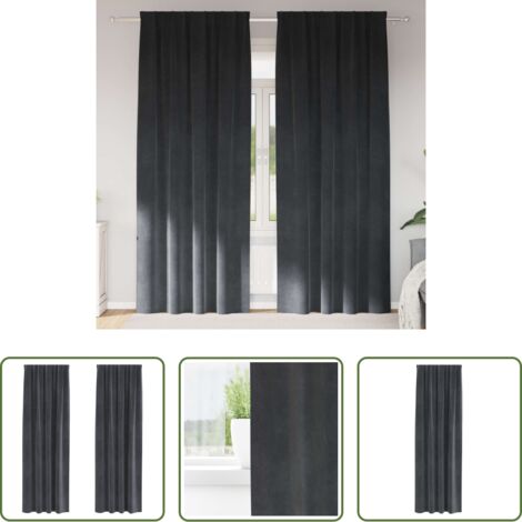 vidaXL Tende per camera da letto -  Tende oscuranti 2 pcs Grigio chiaro 140 x 225 cm Velluto