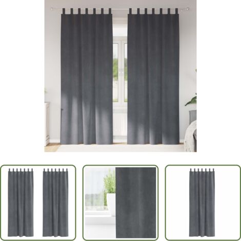 vidaXL Tende per camera da letto -  Tende oscuranti 2 pcs Grigio chiaro 140 x 225 cm Velluto