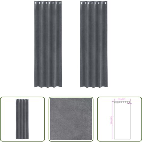 vidaXL Tende per camera da letto -  Tende oscuranti 2 pcs Grigio chiaro 140 x 260 cm Velluto