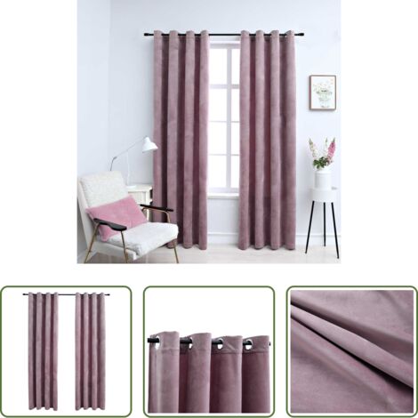 vidaXL Tende per camera da letto -  Tende Oscuranti con Anelli 2pz Rosa Antico in Velluto 140x175cm
