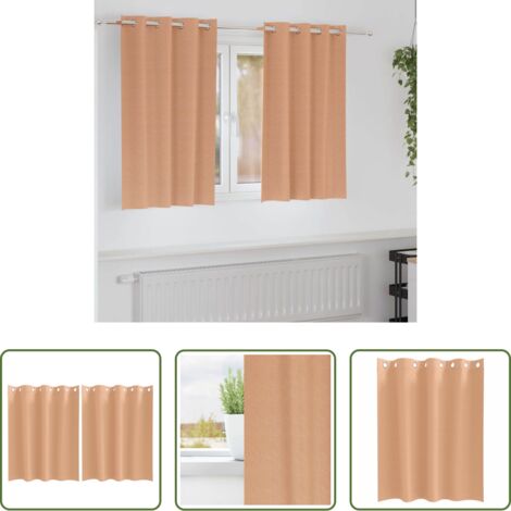 vidaXL Tende per finestre -  Tende Blackout con Anelli 2 pcs Marrone Chiaro 140 x 140 cm