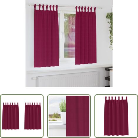 vidaXL Tende per finestre -  Tende Blackout con Anelli 2 pcs Rosso Vino 175 x 140 cm