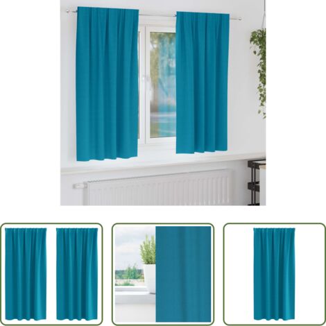 vidaXL Tende per finestre -  Tende Blackout con Anelli 2 pcs Turchese 175 x 140 cm