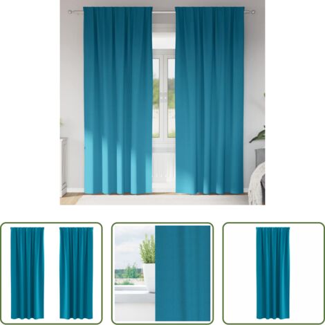 vidaXL Tende per finestre -  Tende Blackout con Anelli 2 pcs Turchese 245 x 140 cm