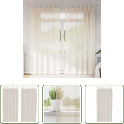 vidaXL Tende per finestre -  Tende in Voile con Linguetta 2 pz Crema