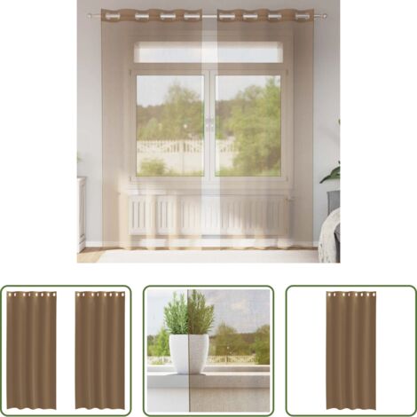 vidaXL Tende per finestre -  Tende in Voile con Occhielli 2 pz Marrone Chiaro