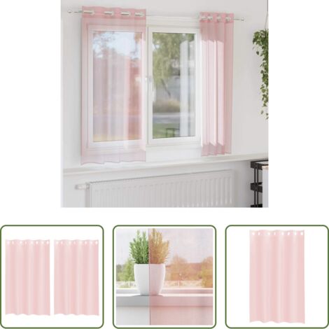 vidaXL Tende per finestre -  Tende in Voile con Occhielli 2 pz Rosa Chiaro 140x175 cm