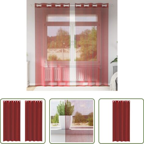vidaXL Tende per finestre -  Tende in Voile con Occhielli 2 pz Rosso Vino