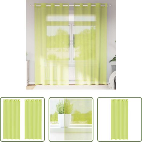 vidaXL Tende per finestre -  Tende in Voile con Occhielli 2 pz Verde Mela 140x245 cm