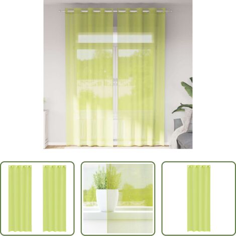 vidaXL Tende per finestre -  Tende in Voile con Occhielli 2 pz Verde Mela 140x300 cm