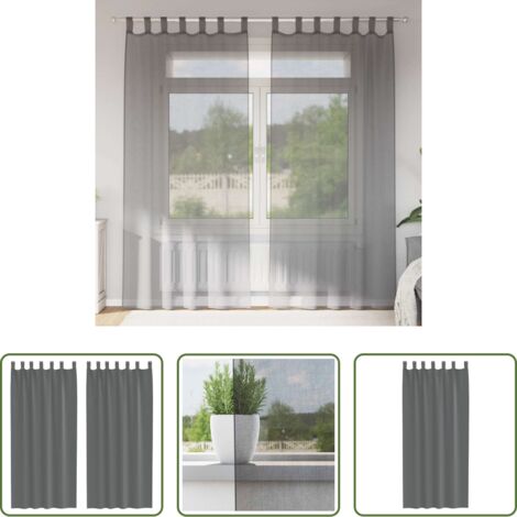 vidaXL Tende per finestre -  Tende in Voile con Passanti 2 pz Grigio Scuro 140x225 cm