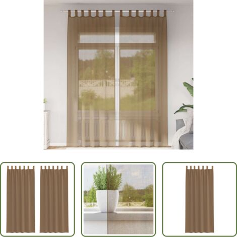 vidaXL Tende per finestre -  Tende in Voile con Passanti 2 pz Marrone Chiaro 140x260 cm