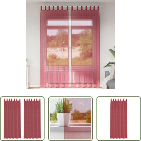 vidaXL Tende per finestre -  Tende in Voile con Passanti 2 pz Rosso Vino 140x260 cm