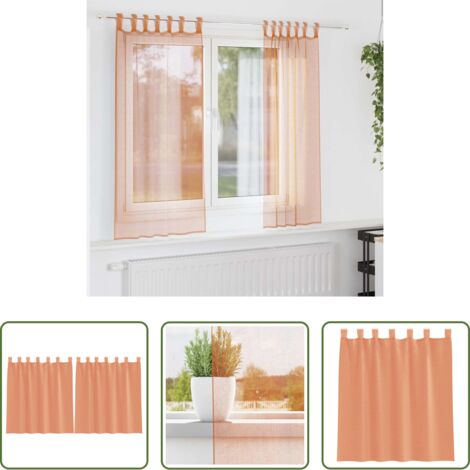 vidaXL Tende per finestre -  Tende in Voile con Passanti 2 pz Terracotta 140x140 cm