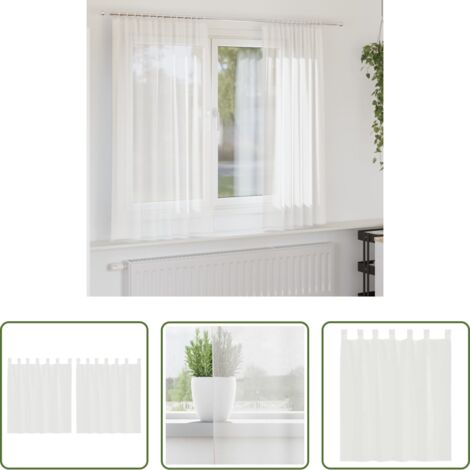 vidaXL Tende per finestre -  Tende in Voile con Tasche per Aste 2 pz Bianco