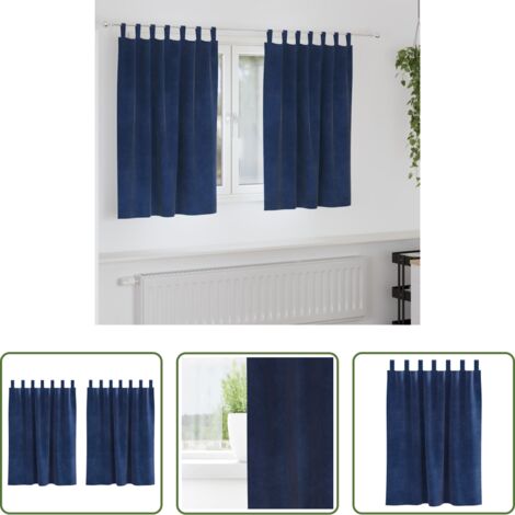 vidaXL Tende per finestre -  Tende oscuranti 2 pcs Blu Scuro 140 x 140 cm Velluto