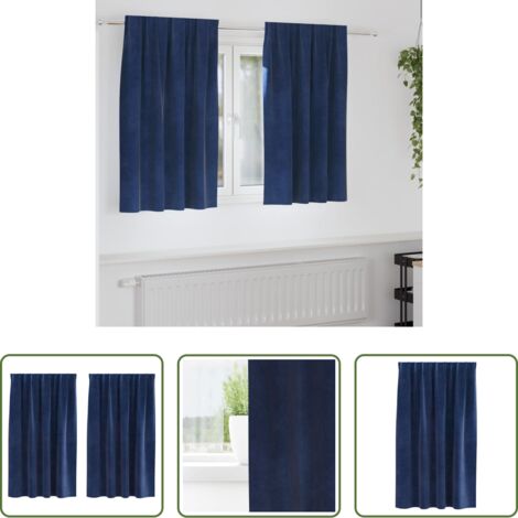 vidaXL Tende per finestre -  Tende oscuranti 2 pcs Blu Scuro 140 x 140 cm Velluto